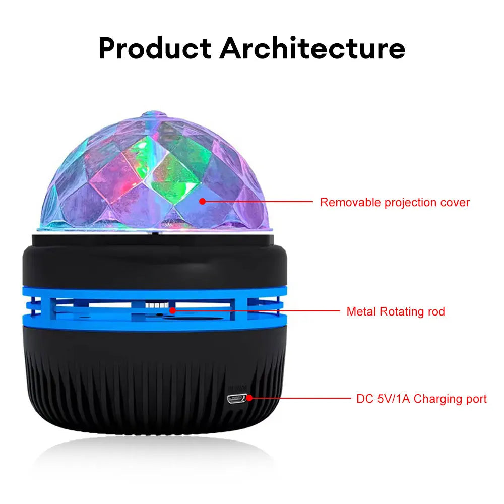 Multifunctional LED Starry Sky Projector – Rotating Night Light and Atmosphere Lamp for Bedrooms and Bedside Décor