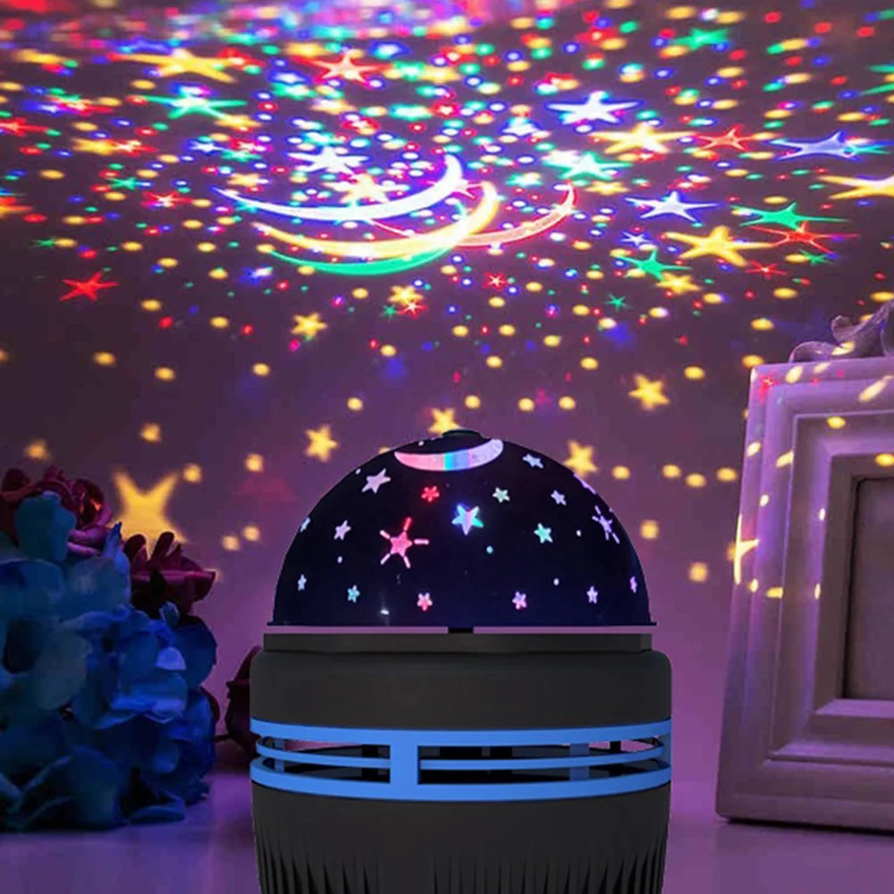 Multifunctional LED Starry Sky Projector – Rotating Night Light and Atmosphere Lamp for Bedrooms and Bedside Décor