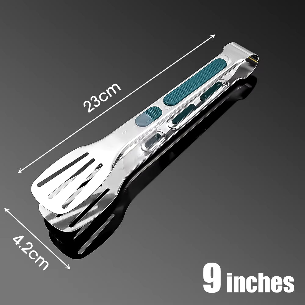 Stainless Steel Barbecue Tongs - Food Serving Clip for Meat, Salad, Steak, Chicken, Noodles, and More. Durable BBQ Cooking Tool and Kitchen Utensil.