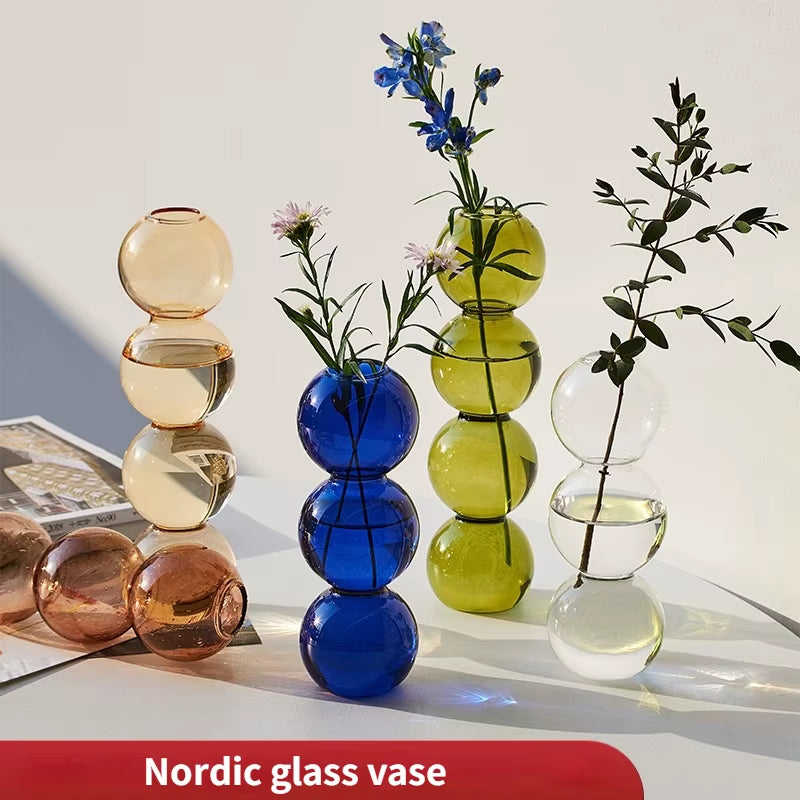 Nordic Glass Vase – Decorative Flower Vase and Plant Pot for Home Décor, Living Room, Terrariums, and Gifts