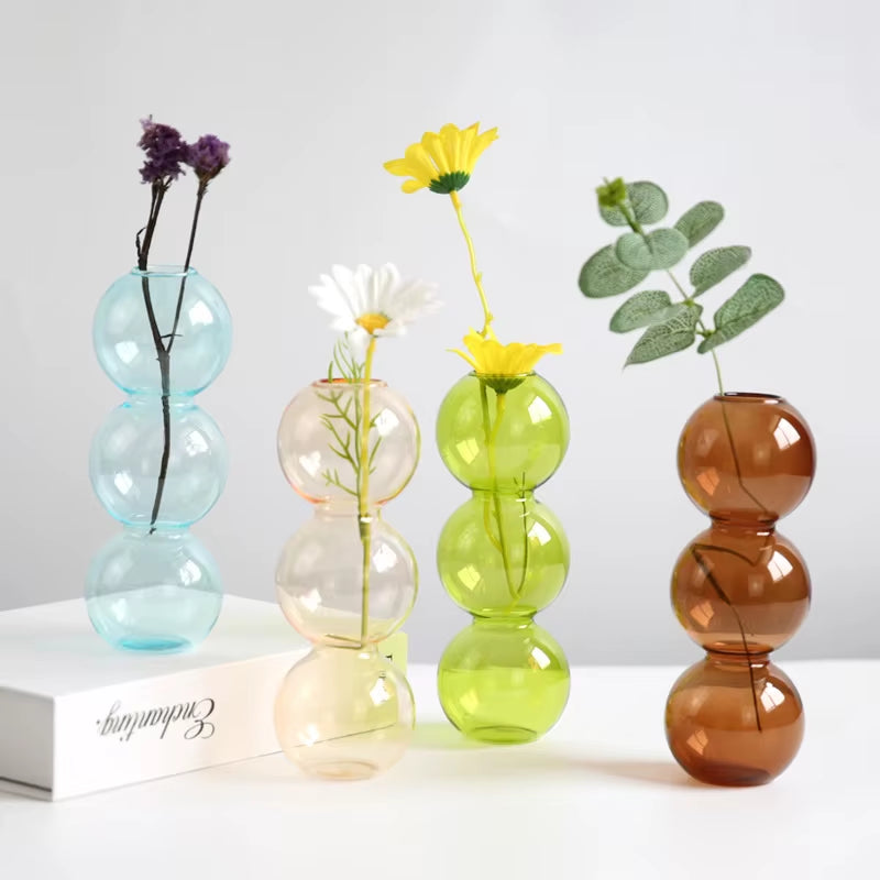 Nordic Glass Vase – Decorative Flower Vase and Plant Pot for Home Décor, Living Room, Terrariums, and Gifts