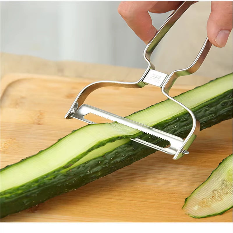 Stainless Steel Vegetable and Fruit Peeler - Wide Mouth Cabbage Grater, Salad and Potato Slicer, Ideal Kitchen Accessory and Cooking Tool.