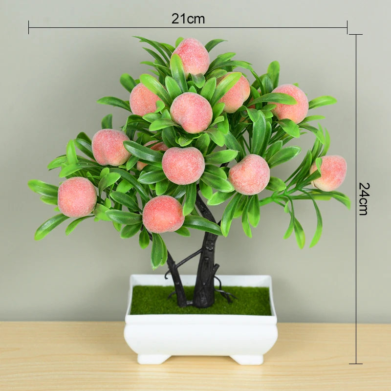 Artificial Bonsai Tree – Small Potted Fake Plant with Flowers for Home, Table, Hotel, and Garden Decoration