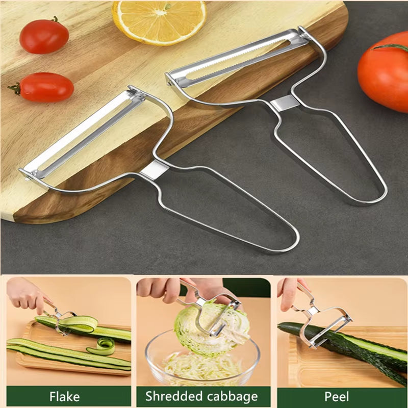 Stainless Steel Vegetable and Fruit Peeler - Wide Mouth Cabbage Grater, Salad and Potato Slicer, Ideal Kitchen Accessory and Cooking Tool.