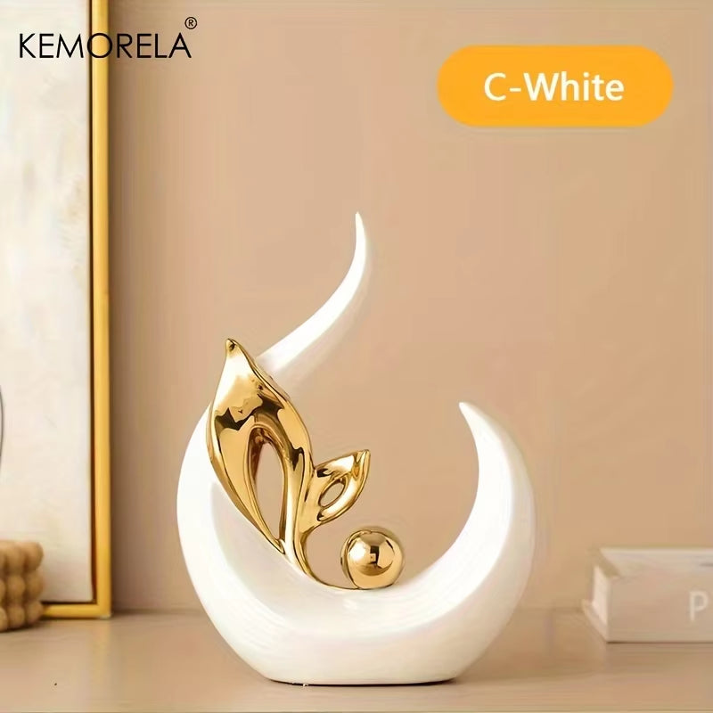 Nordic Ceramic Statue - Creative Light Luxury Sculptures and Figurines for Living Room Decoration, Office Desk Accessories, and Room Décor.