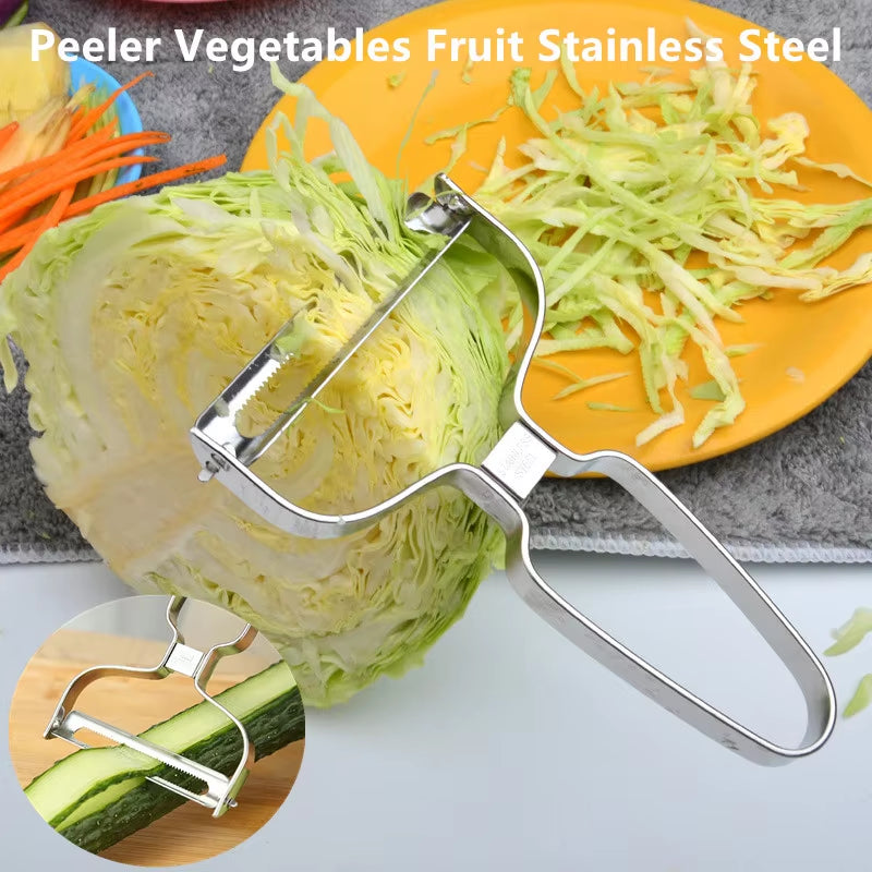 Stainless Steel Vegetable and Fruit Peeler - Wide Mouth Cabbage Grater, Salad and Potato Slicer, Ideal Kitchen Accessory and Cooking Tool.