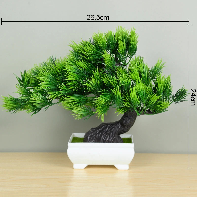 Artificial Bonsai Tree – Small Potted Fake Plant with Flowers for Home, Table, Hotel, and Garden Decoration