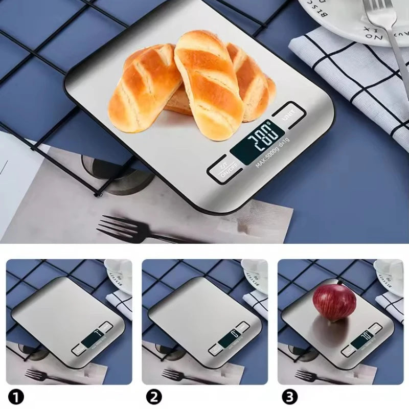 Digital Kitchen Scale with LED Display, 5kg/1g Capacity - Stainless Steel Panel, Multifunctional Electronic Scale for Home, Jewelry, Food, Snacks, and Baking.