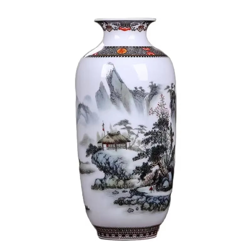 Jingdezhen Ceramic Vase – Traditional Chinese Flower Vase with a Fine Smooth Surface for Living Room Décor and Furnishing