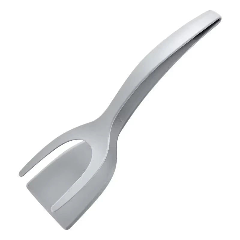 2-in-1 Nylon Grip Spatula Tongs - Versatile Egg, Steak, and Pancake Turner Clamp. Perfect Kitchen Accessory for Cooking and Serving.