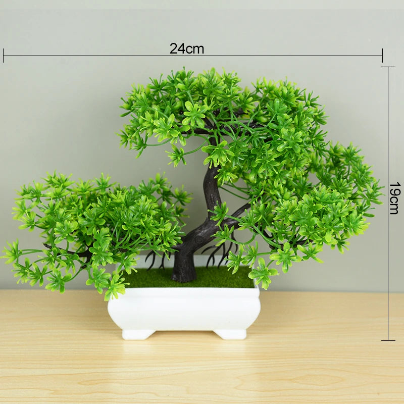 Artificial Bonsai Tree – Small Potted Fake Plant with Flowers for Home, Table, Hotel, and Garden Decoration