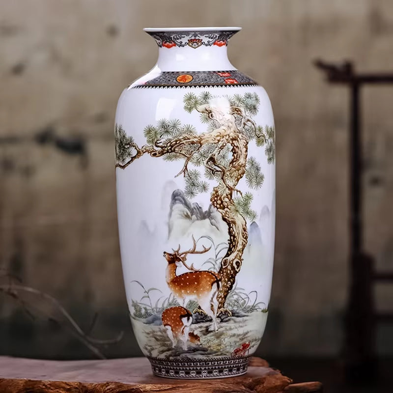 Jingdezhen Ceramic Vase – Traditional Chinese Flower Vase with a Fine Smooth Surface for Living Room Décor and Furnishing