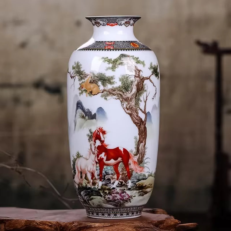 Jingdezhen Ceramic Vase – Traditional Chinese Flower Vase with a Fine Smooth Surface for Living Room Décor and Furnishing