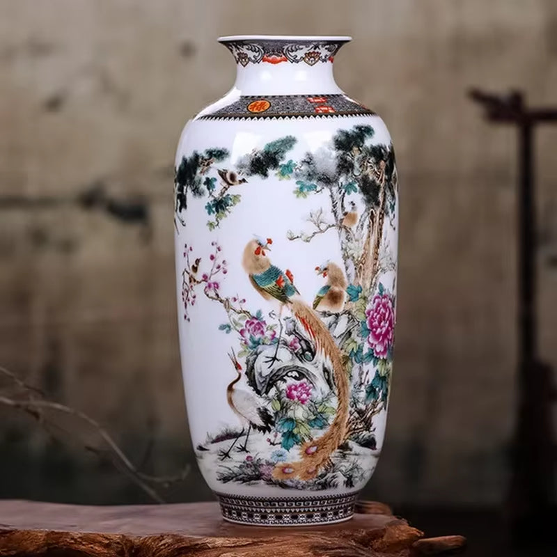 Jingdezhen Ceramic Vase – Traditional Chinese Flower Vase with a Fine Smooth Surface for Living Room Décor and Furnishing