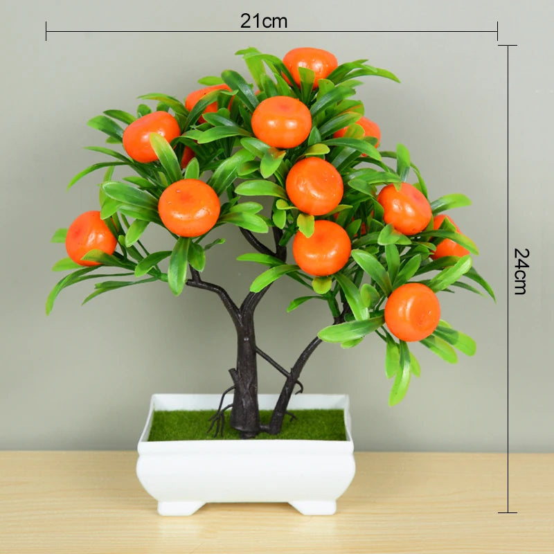 Artificial Bonsai Tree – Small Potted Fake Plant with Flowers for Home, Table, Hotel, and Garden Decoration