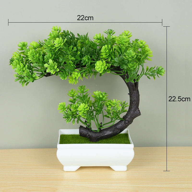 Artificial Bonsai Tree – Small Potted Fake Plant with Flowers for Home, Table, Hotel, and Garden Decoration