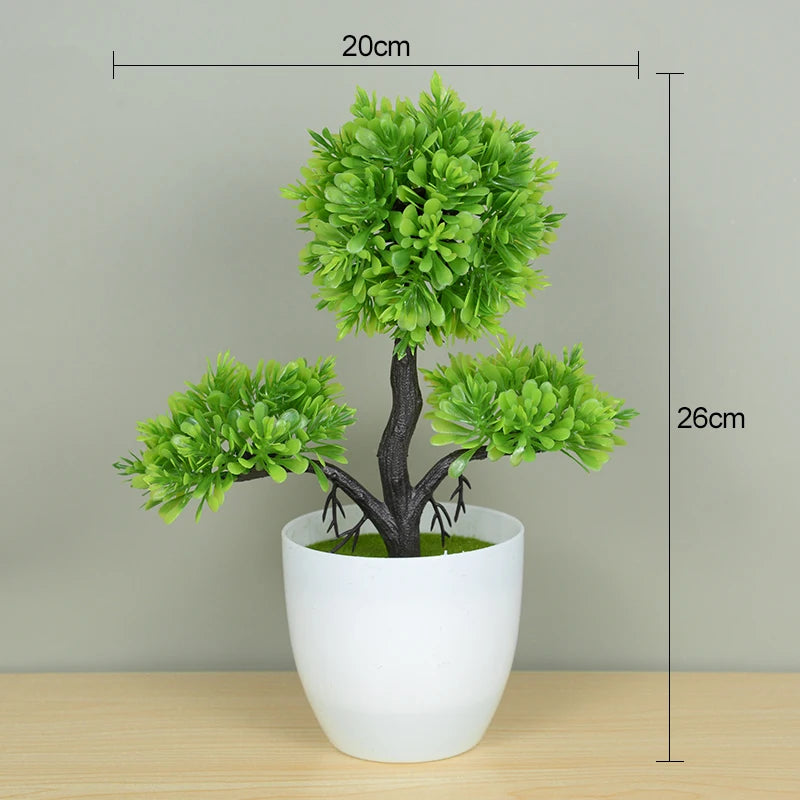 Artificial Bonsai Tree – Small Potted Fake Plant with Flowers for Home, Table, Hotel, and Garden Decoration