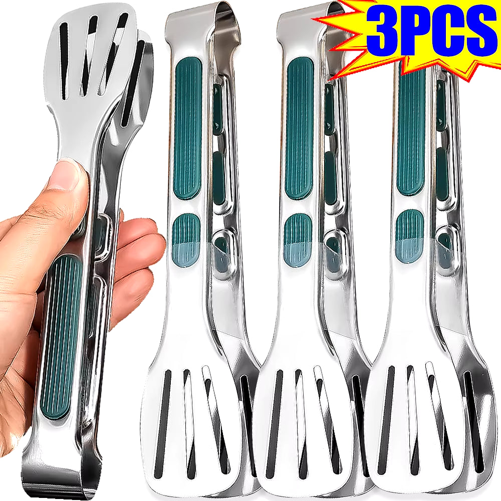 Stainless Steel Barbecue Tongs - Food Serving Clip for Meat, Salad, Steak, Chicken, Noodles, and More. Durable BBQ Cooking Tool and Kitchen Utensil.