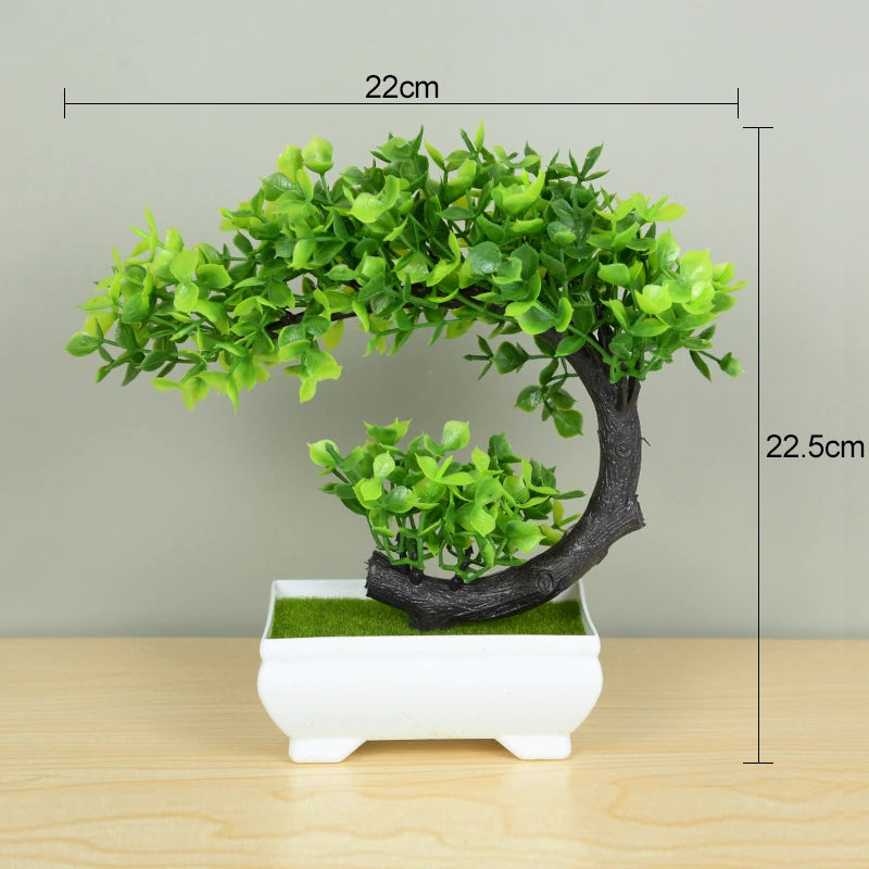 Artificial Bonsai Tree – Small Potted Fake Plant with Flowers for Home, Table, Hotel, and Garden Decoration