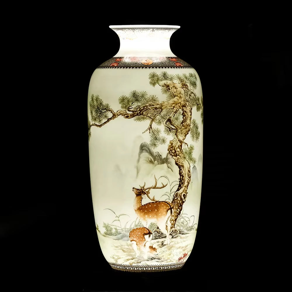 Jingdezhen Ceramic Vase – Traditional Chinese Flower Vase with a Fine Smooth Surface for Living Room Décor and Furnishing