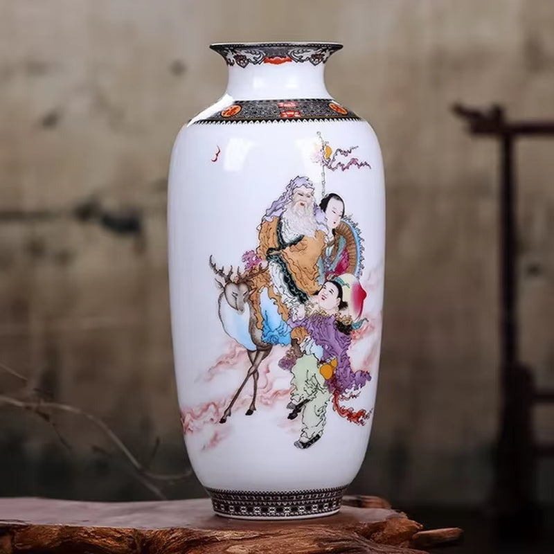 Jingdezhen Ceramic Vase – Traditional Chinese Flower Vase with a Fine Smooth Surface for Living Room Décor and Furnishing