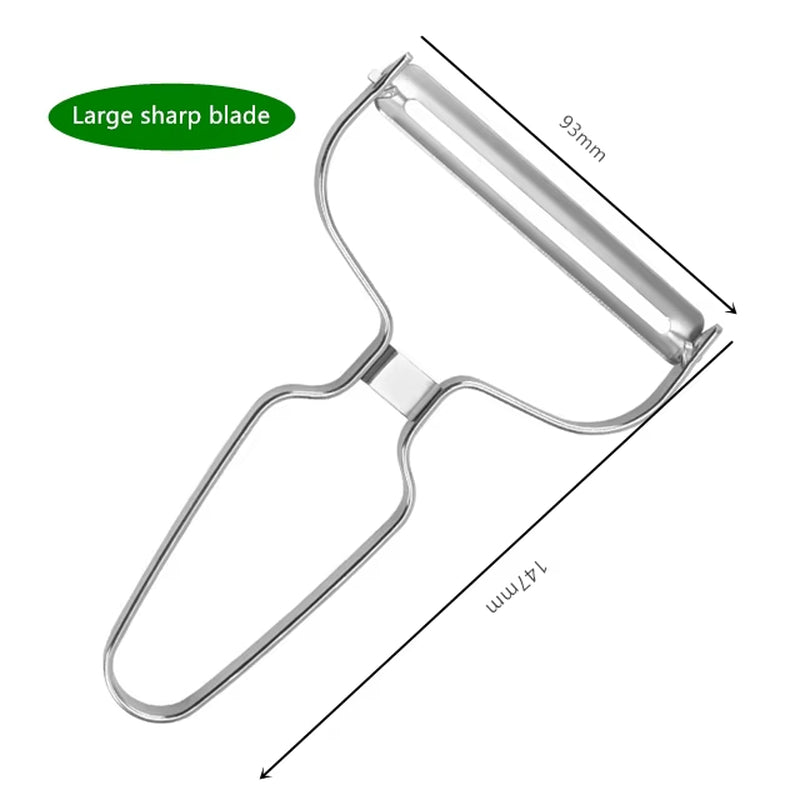 Stainless Steel Vegetable and Fruit Peeler - Wide Mouth Cabbage Grater, Salad and Potato Slicer, Ideal Kitchen Accessory and Cooking Tool.