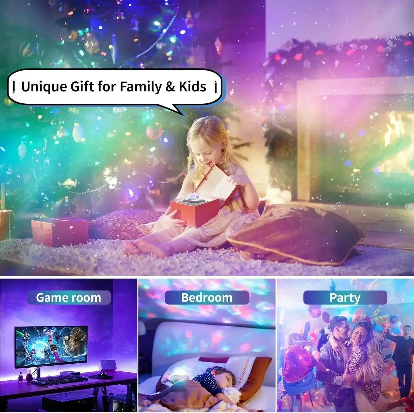 Galaxy Star Projector with Bluetooth Speakers – LED Night Light with Timer, Remote Control, and Room Décor for Bedrooms