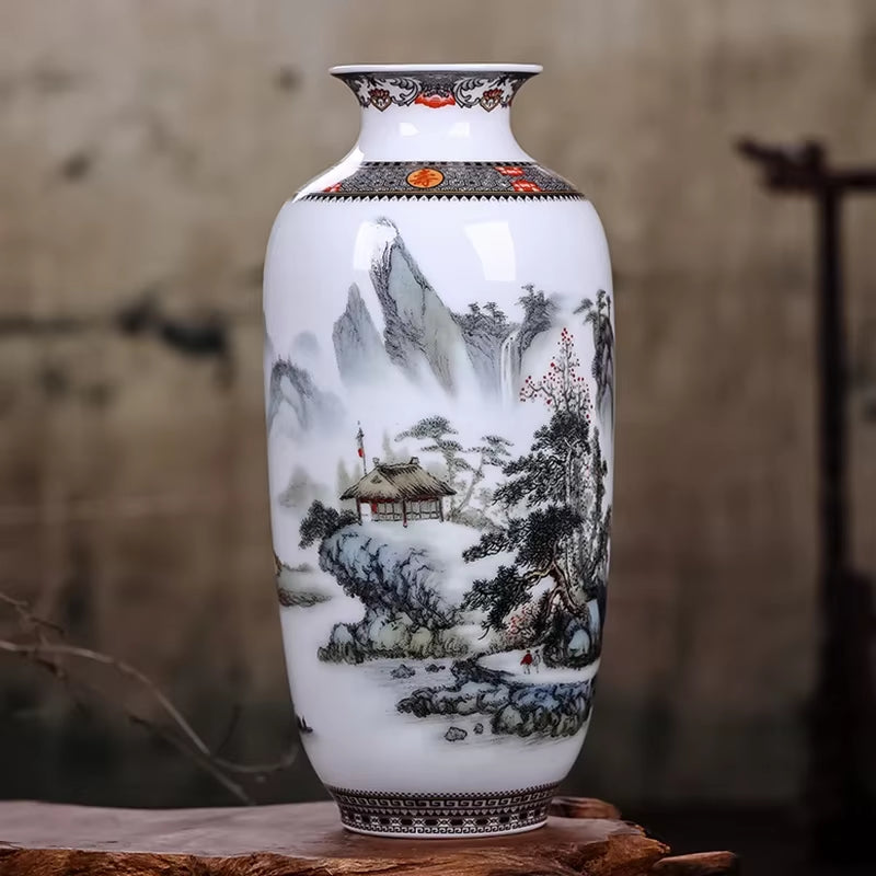 Jingdezhen Ceramic Vase – Traditional Chinese Flower Vase with a Fine Smooth Surface for Living Room Décor and Furnishing