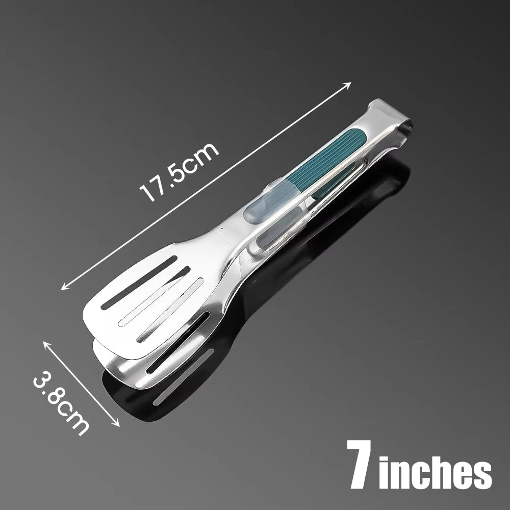 Stainless Steel Barbecue Tongs - Food Serving Clip for Meat, Salad, Steak, Chicken, Noodles, and More. Durable BBQ Cooking Tool and Kitchen Utensil.