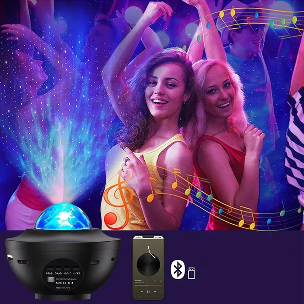 Galaxy Star Projector with Bluetooth Speakers – LED Night Light with Timer, Remote Control, and Room Décor for Bedrooms